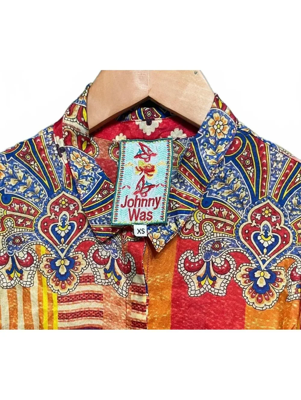 Johnny Was 100% Silk Sleeveless Paisley Tunic Shirt Dress Boho Vibrant Size XS